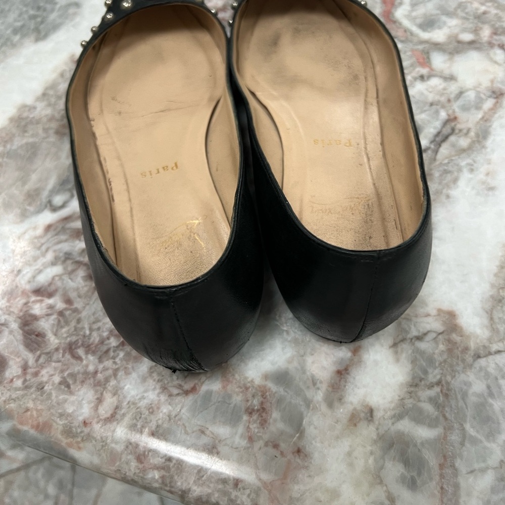 Christian Louboutin Elegant Black Studded Women's Flats - Picture 3 of 5